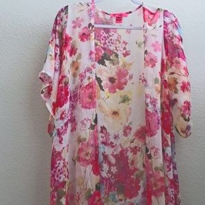 Betsey Johnson Floral Sheer Duster OSFM